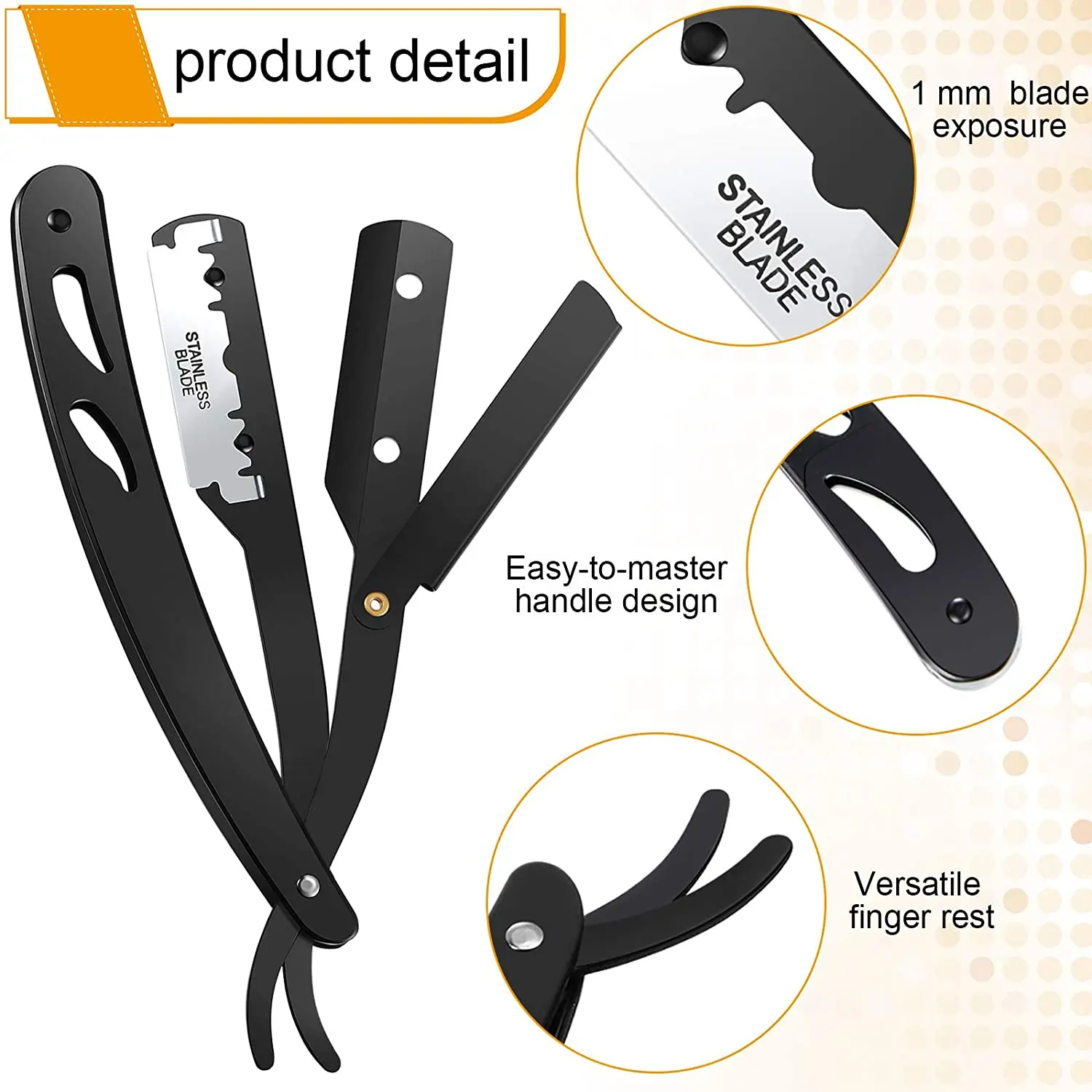 Straight Edge Barber Razor Replaceable Blades Haircut Beard Eyebrow Shaving  Tool Manual Depilation Razor with Neck Duster Brush - AliExpress