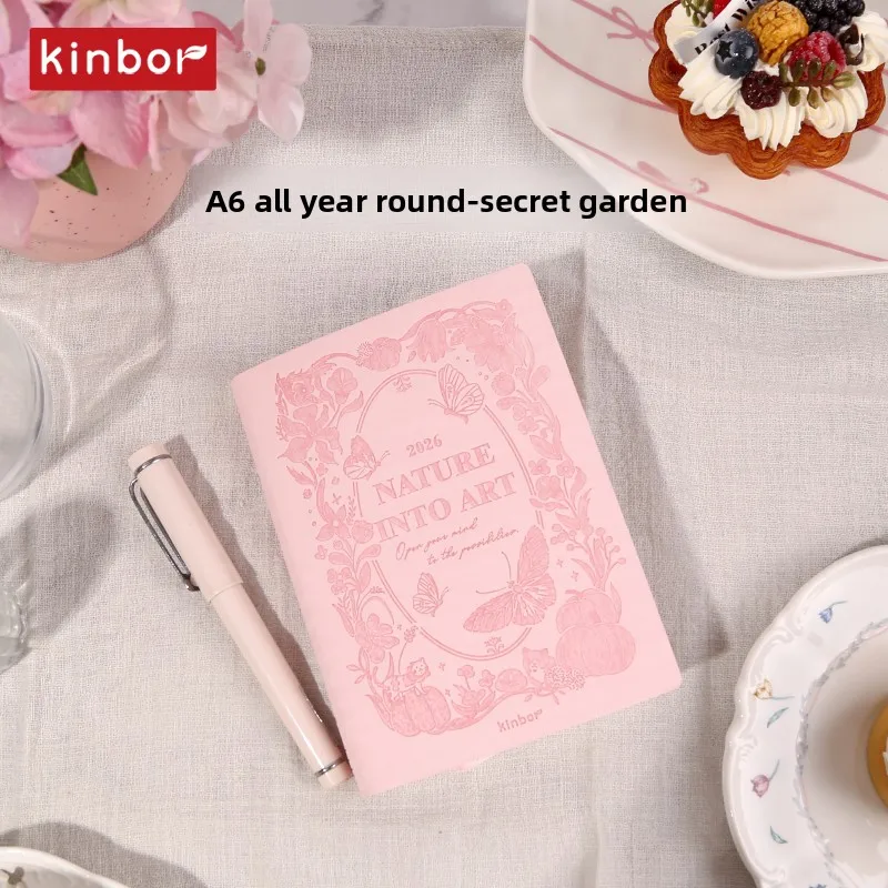 Kinbor 2026 A5 A6 플래너 저널 노트 소프트 PU 가죽 커버 52g BaChuan 종이 일정 시간 일정 관리 최고의 선물