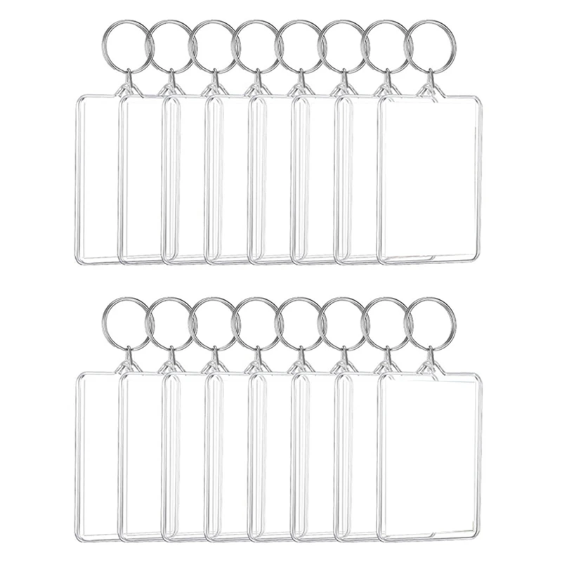 

16PCS Acrylic Photo Frames Keychain Holder Photo Insert Blank Keyring For DIY Craft 2.2 X 3 Inch Durable Easy Install