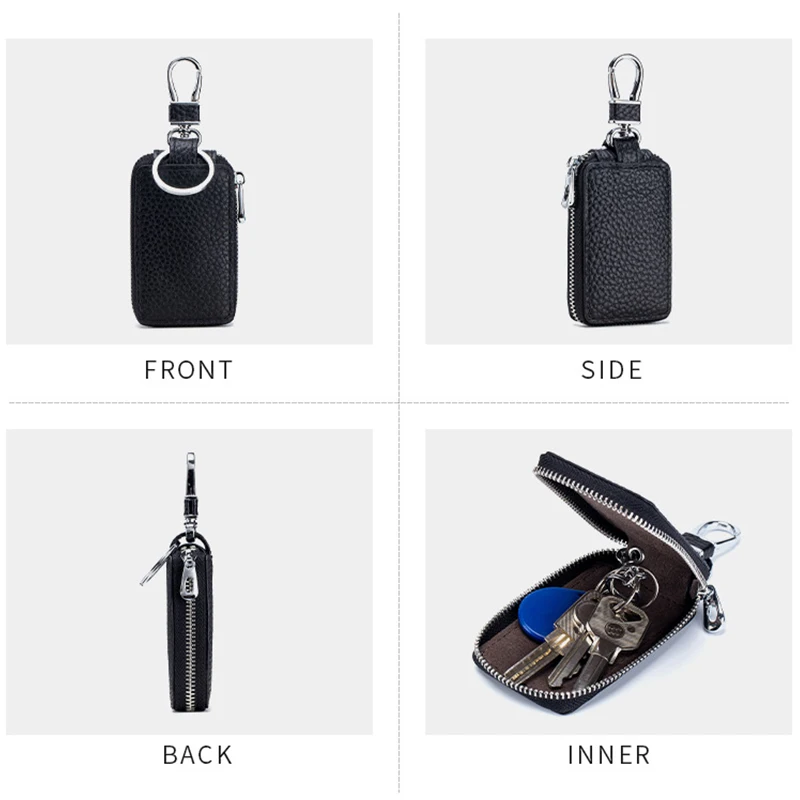 Fashion Genuine Leather Women Key Case Wallet Men Car Keychain Case Key Pouch Bag Zipper Holder Wallet Versatile key case key purse key holder