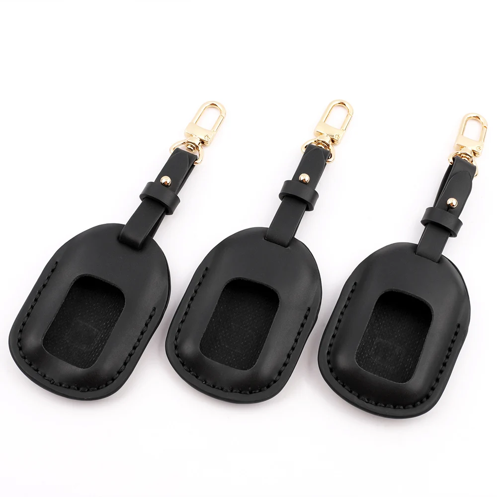Black Leather Keychain Car Thread Gift Metal Pendant Waist Strap Key Chain Simple Keyholder Key Ring Handbag Accessories Gift