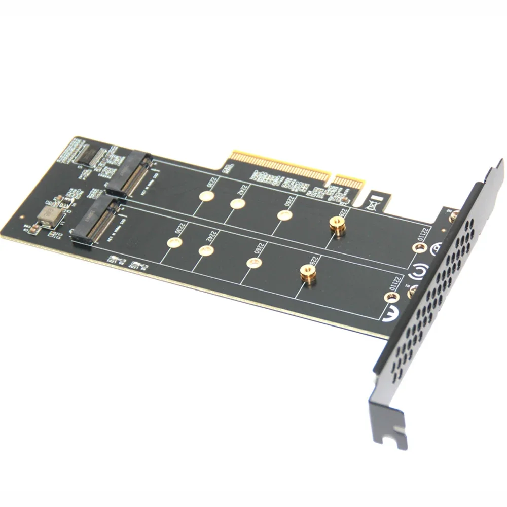 1 to 2xNVME Expansion Card PCle4.0 X8 for M.2 NVMe SSD PC Motherboard X1 X4 X8 Expansion Card PCIe 3.0 For 2230 2242 2260 2280