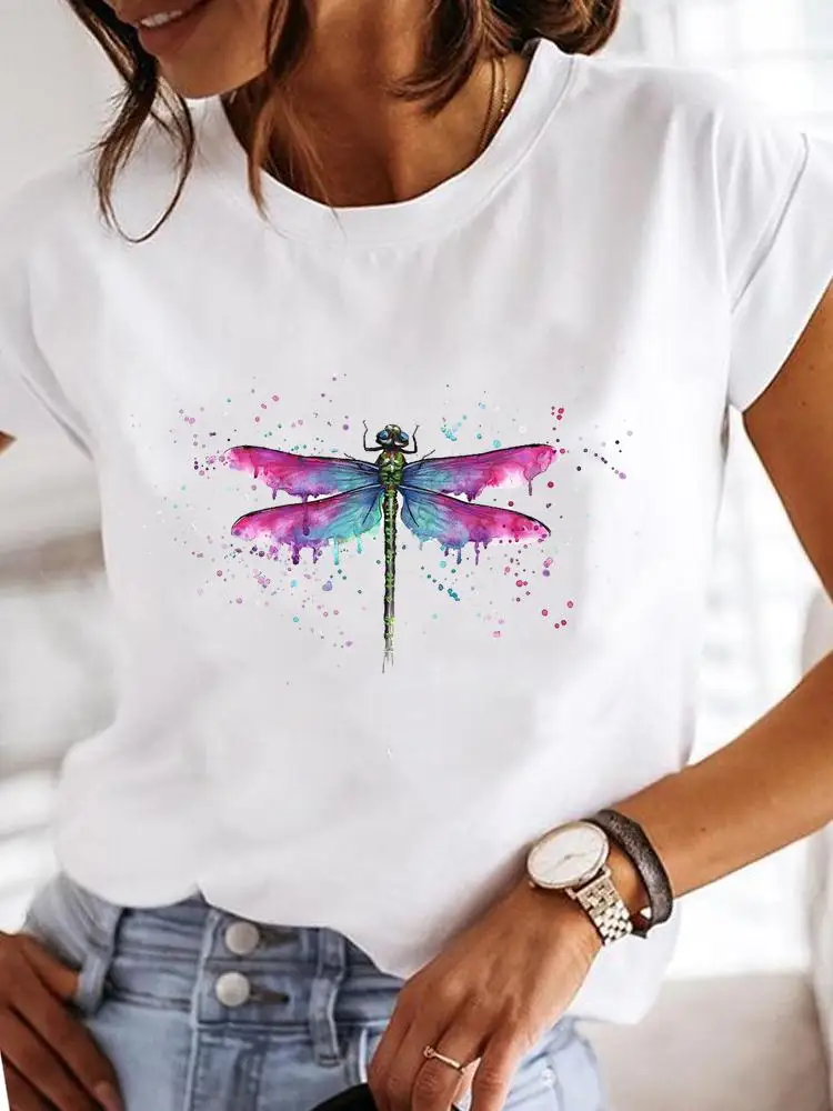 Short Sleeve Fashion Female Graphic Tee Women Print Dandelion Dragonfly 90s Summer Casual Clothes Ladies T Clothing T-shirts