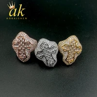 Aokaishen Cross Finger Ring Full Iced Out Zircon Prong Cubic Zirconia Fashion Luxulry Women Hip Hop Jewelry 1