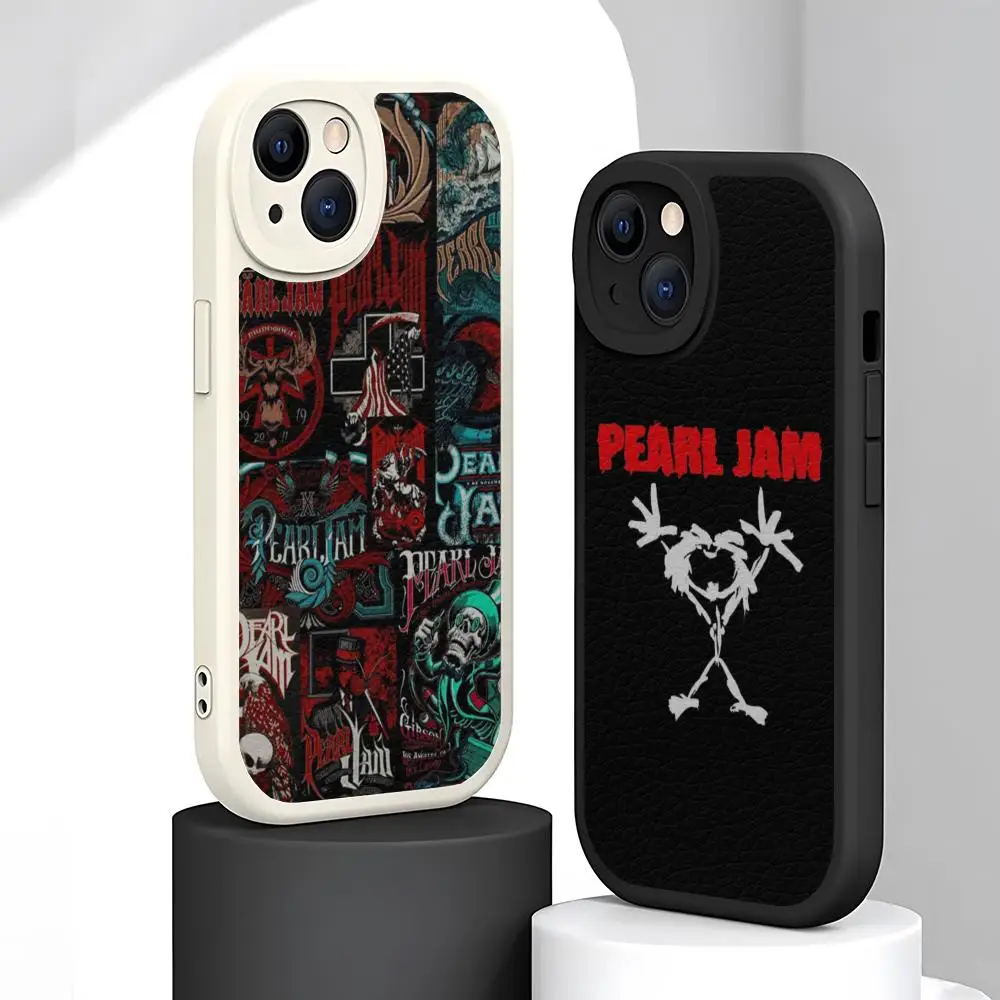 Phone Case Lambskin For Band Iphone 15 14 Pro R-Rock Max 11 13 Pearl Jam 12  Mini Transparent X Xr Xs 8 6 7 Puls Se Cover