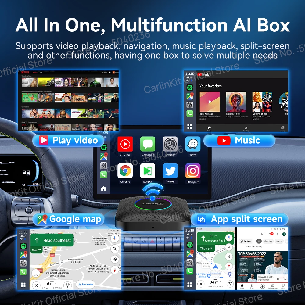 ȵ̵ 13 CarlinKit CarPlay AI Box Qualcomm SM6225  CarPlay Netflix YouTube FOTA ׷̵  ȵ̵ ڵ Ʈ TV ڽ