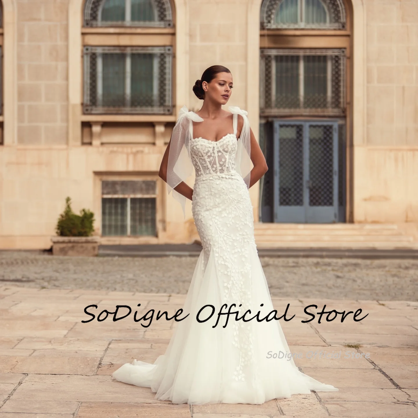 SoDigne Mermaid Tulle Wedding Dresses Sweetheart Sleeveless Elegant Bride Dress Women Bridal Gowns vestidos de novia Customized 12 Sb93b3ff6c01a4336ac261772702bd567B