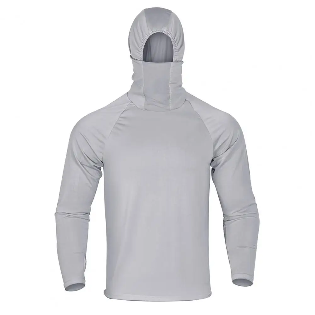 Fishing Shirts Stretchy Long Sleeve Hooded Face Cover Sun Protection Top  Thumb Hole Quick Dry Tops UV Protection Fishing Shirt