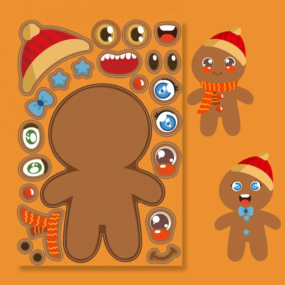 

Fade-resistant Stickers Christmas Diy Sticker Set Cute Santa Claus Elk Snowman Tree House Puzzle Toys for Boys Girls Christmas