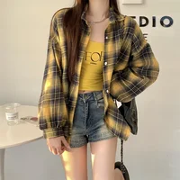 Black Flannel Shirt for Women Long Sleeve Collared Button-Up Tartan Plaid Shirt Jacket  Teen-girl Casual Everyday Outfit - Image 4