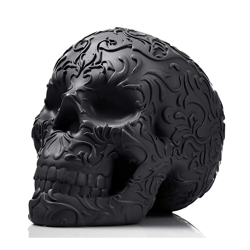

1 PCS Skull Makeup Brush Holder Black Resin For Halloween Table Vanity Office Desk Storage