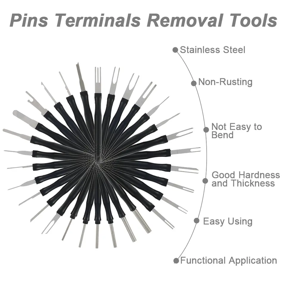 30Pcs Terminal Pin Removal Tool Kit Stainless Steel Pin Extractor Tool Reusable Electrical Wire Connector Pin Release Tool Auto image 4