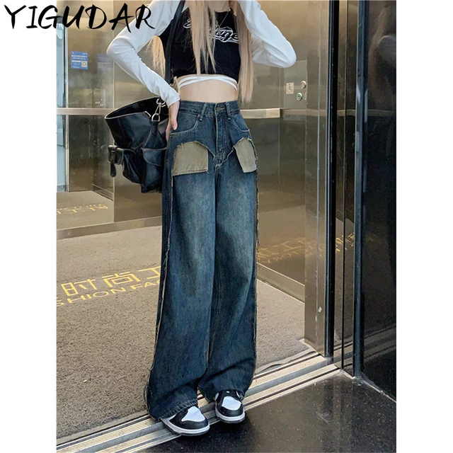 2023 Winter Y2k Fashion Women Harajuku Jeans Wide Leg Punk Loose