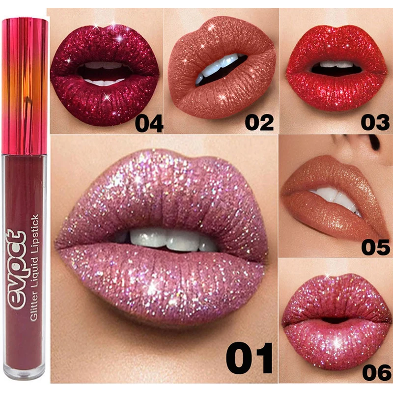 12 Colors Shiny Diamond Lip Gloss Shimmer Long Lasting Metallic Lip Makeup Fashion Beauty Tint Pigment Women Lipsticks