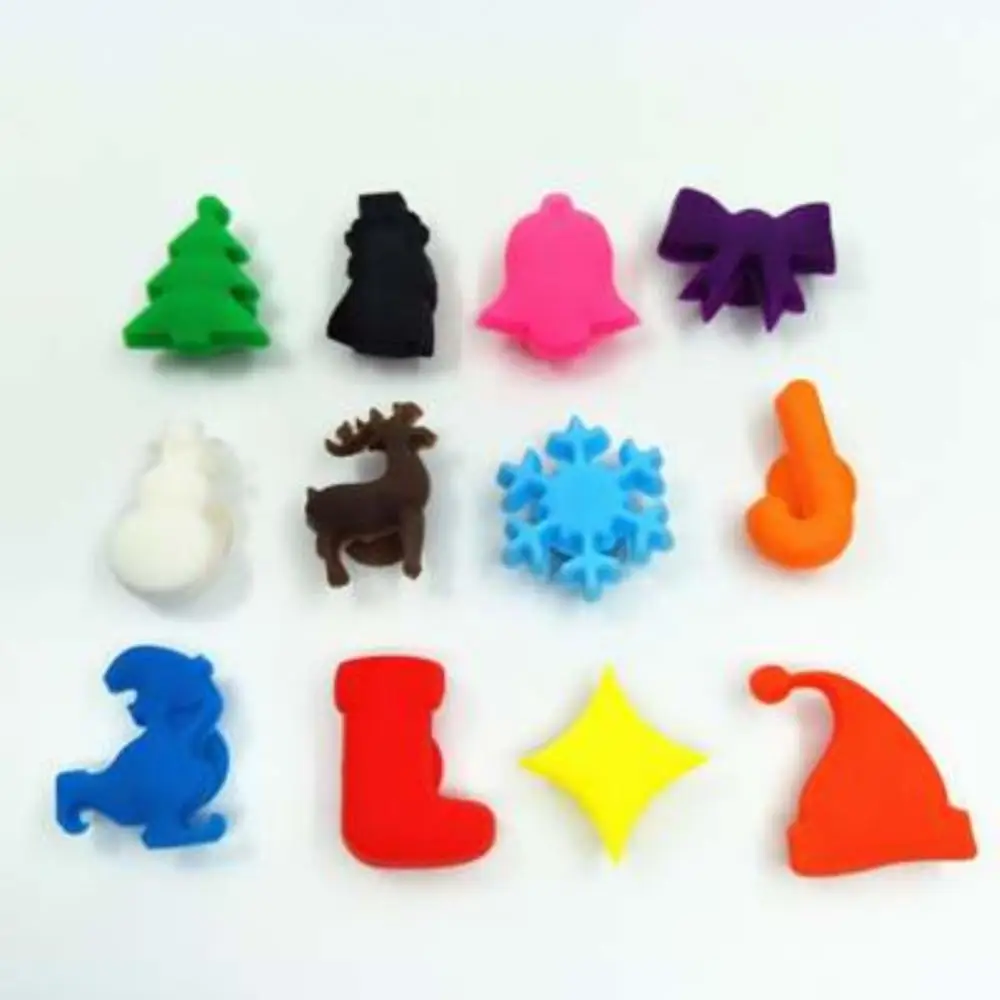 Wine Glass Charms Drink Markers Cute Christmas Glass Identifiers Silicone Christmas Wine Marker For Adhesive Cups