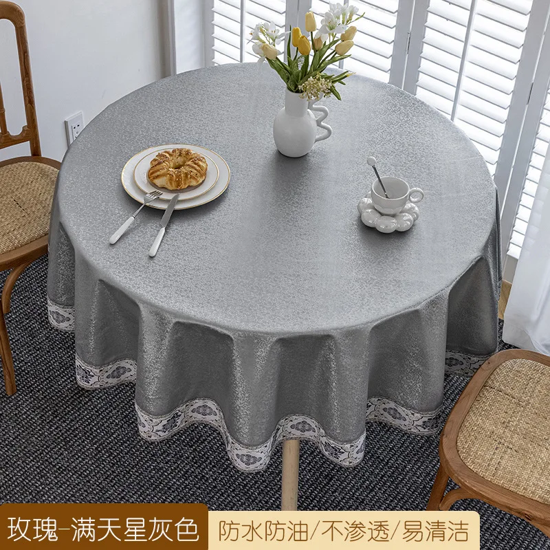 

D140Hotel round new style Chinese round tablecloth oil-proof, wash-free and anti-scalding household round tablecloth thick