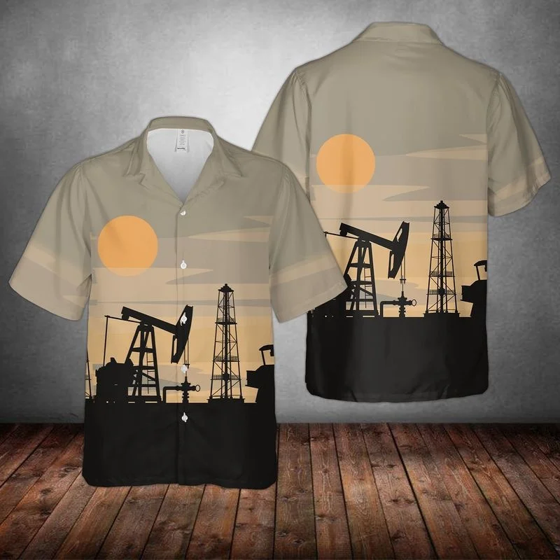 Hawaiian Shirts for Men Cool Machine War Print Alien Shirts Fascinating Beach Short Sleeve Summer Casual Button Up Hawaii