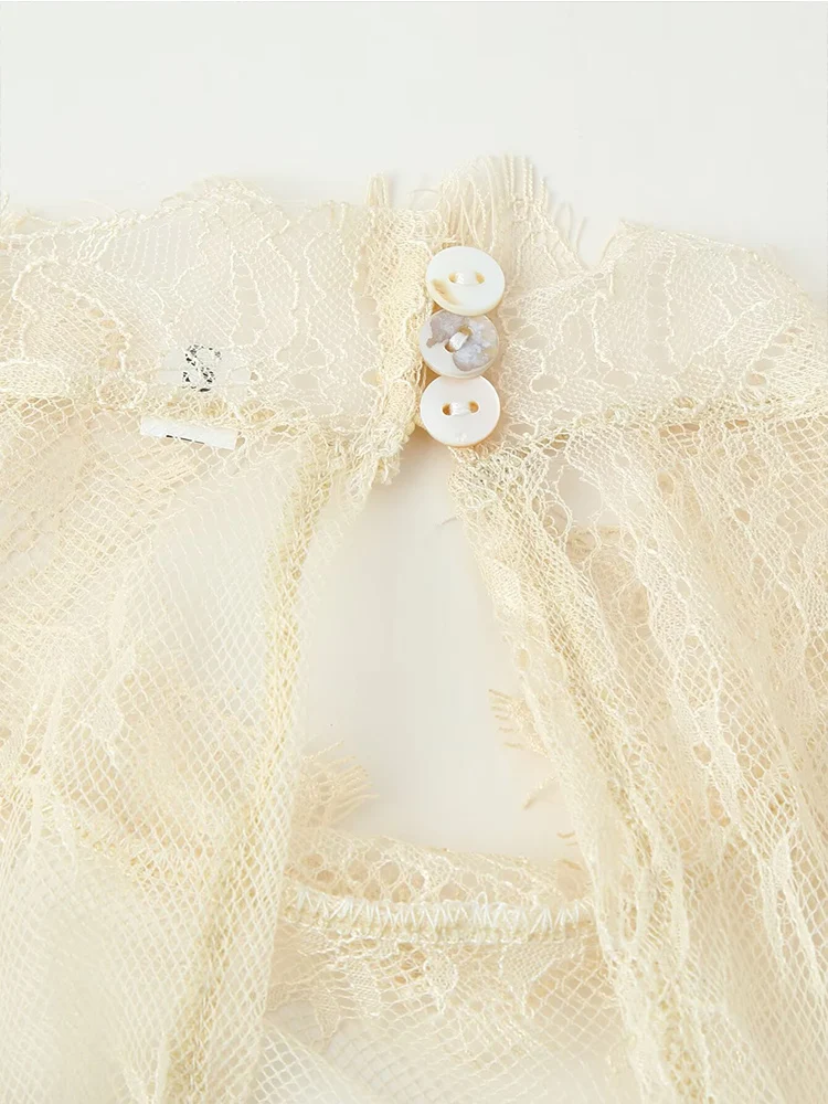 New Women Elegant Mini Dress Flared Full Sleeve Contrast Color Lace Patchwork Slim Mini Dresses Spring Lady Chic Streetwear