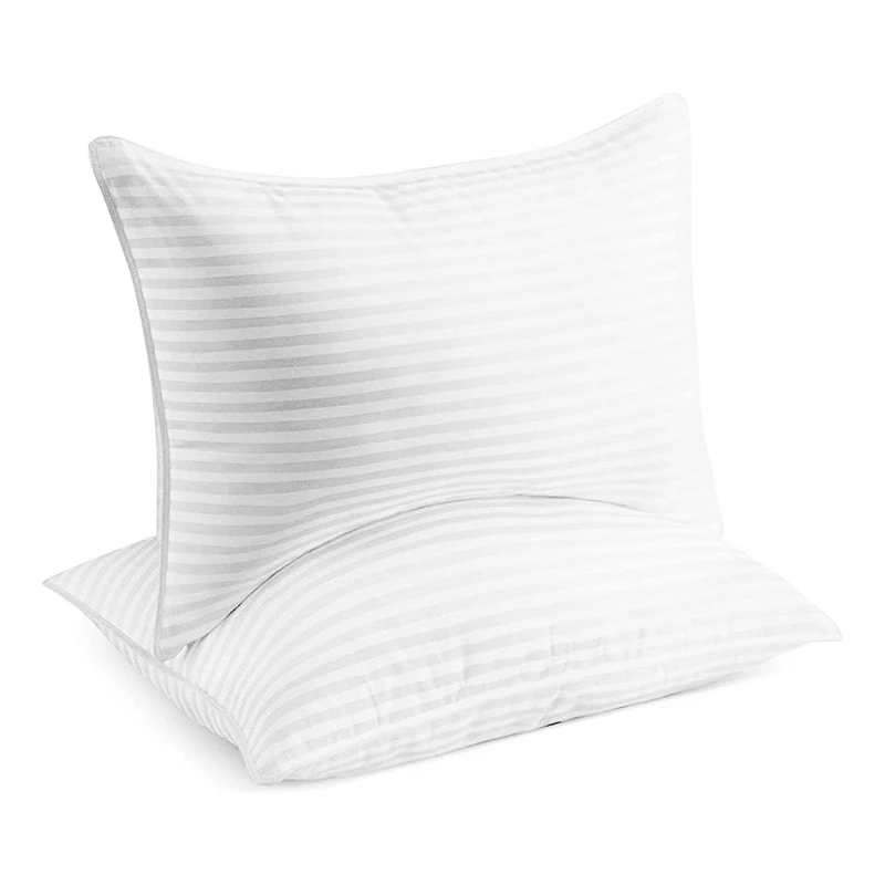 

Bed Pillows Standard / Queen Size Set Of 2 - Down Bedding For Back, Stomach Or Side Sleepers