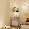 5 Tier Ladder Bookcase Open Shelf with Removable Fabric Drawer Sturdy Metal Frame Adjustable Shelves Living Room Office Storage 3