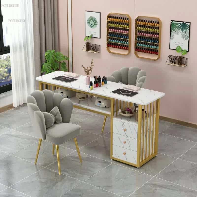 Table de manucure professionnelle avec aspirateur, tables à ongles en fer,  meubles simples pour salon de beauté, luxe abordable - AliExpress