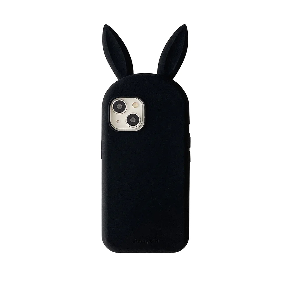 Cute 3D Cartoon Bunny Ear Phone Case - Funny Shockproof Soft Silicone Cover
