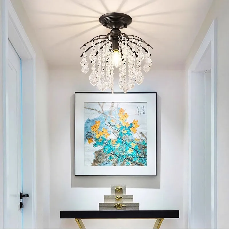 

Modern LED Crystal Aisle corridor Ceiling light Elegant Hanging Pendant Lamp Creative Light Fixture Living Room kitchen Island