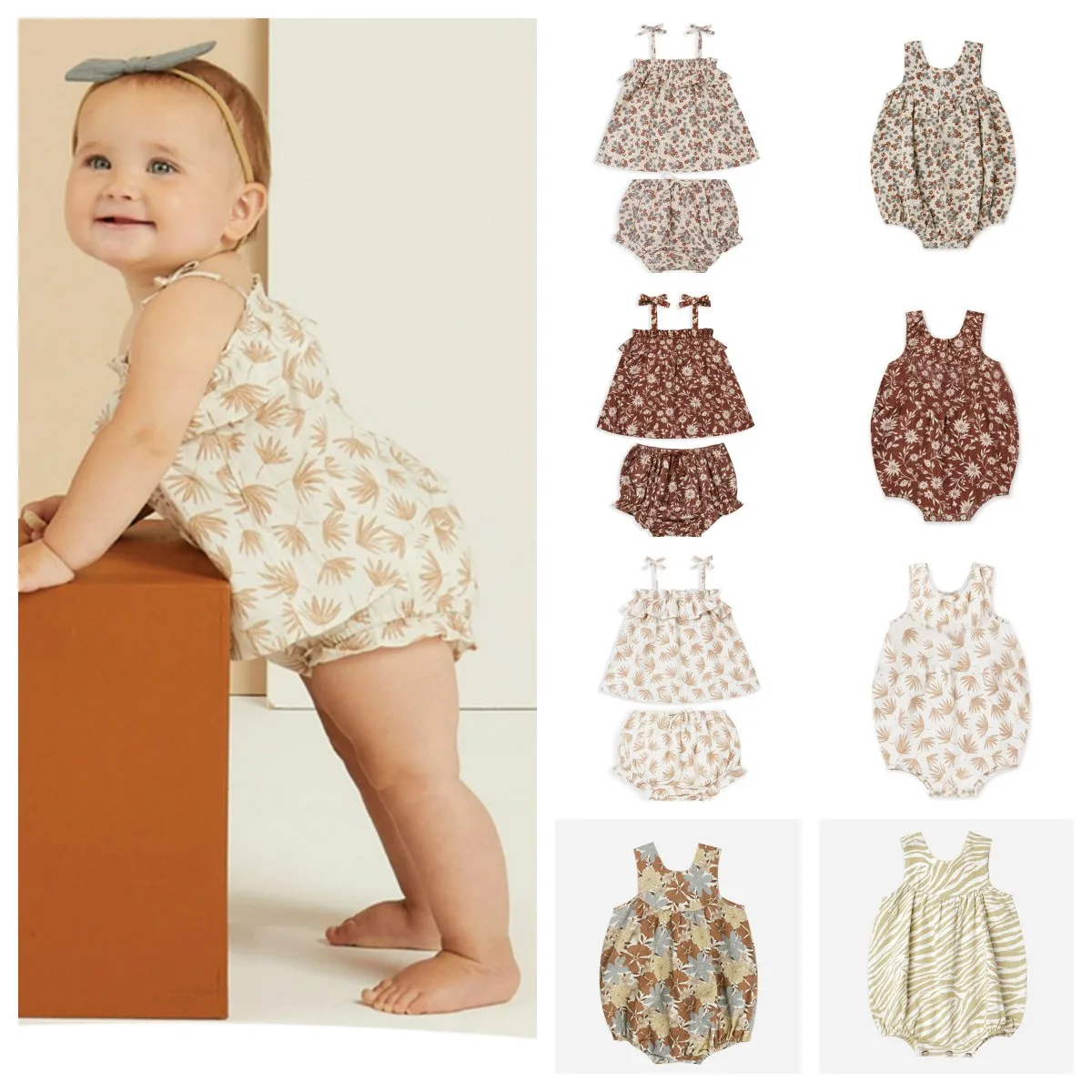 

Newborn Toddler Baby Girls Clothes Set 2023 Summer Kids Girls Baby Printed Top Shorts Two Piece Set Baby Rompers Outfit Set