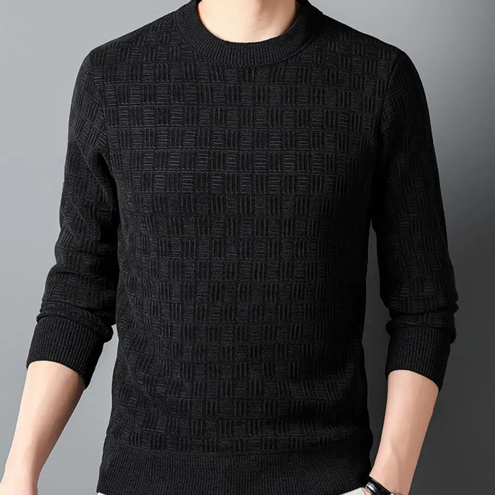 Casual Men Sweater Cozy Men's Knitted Sweater Thick Warm Slim Fit Pullover for Fall/winter with Applique Detailing Plus Size winter men sweater plus velvet 2021 new arrival thick keep warm male knitted pullover sweater teenage boys black gray red m58