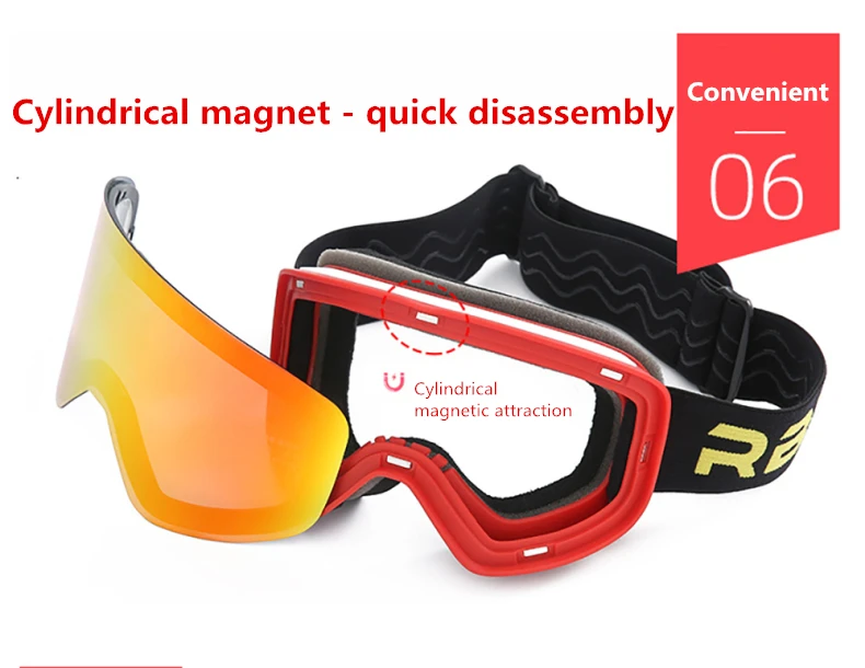 Ski Goggles Magnetic Double Layer Lens Magnet Skiing Anti-fog Snowboard Men Ski Glasses Eyewear Oculos Snowboard gafas de esqui 3