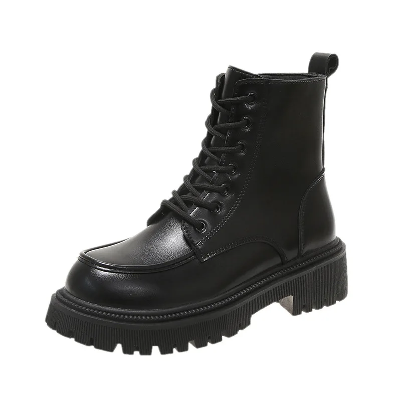 Classics Women Ankle Boots 2023 Platform Shoes for Woman  Fashion Round Toe Thick Sole Retro Lace Up Ankle Boots Botas De Mujer