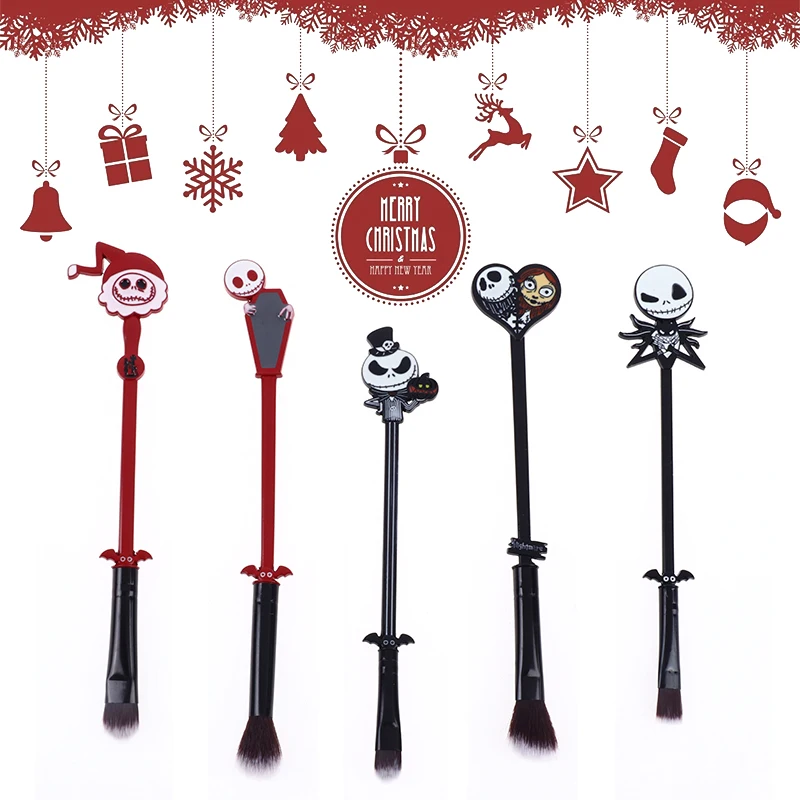 5pcs Fright Night Jack Skull Bride Shape Movie Makeup Brushes Set Cosmetic Eyeshadow Eyebrow Lip
