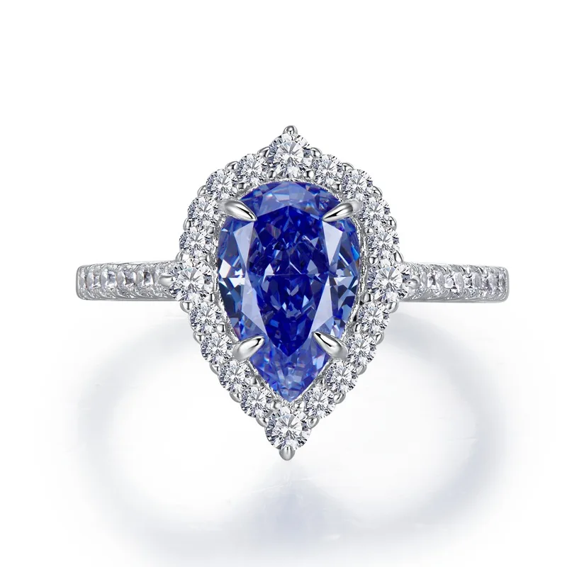 

Jewelry 2023 New Silver High Carbon Diamond Tanzanian Blue Diamond Ring INS Foreign Trade Handicrafts One Piece Sent on behalf