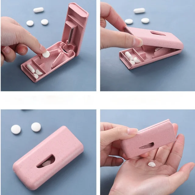 Mini Hasznos Hordozható Gyógyszertabletta Tabletta Tablettavágó -Splitter Tároló Doboz Cutter Elválasztó 3 Színek - Image 5