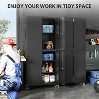 Tool Metal Storage Cabinet with Wheels Rolling Garage Storage Cabinet with Lock Black Metal Cabinet with Shelves 2