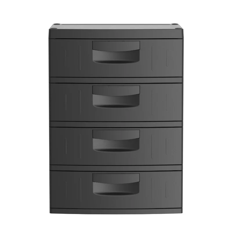 

Hyper Tough 4 Drawer Plastic Garage Cabinet 18.7"Dx25.39"W x35.31"H, Black Finish, Model HT-4DWR-BLK