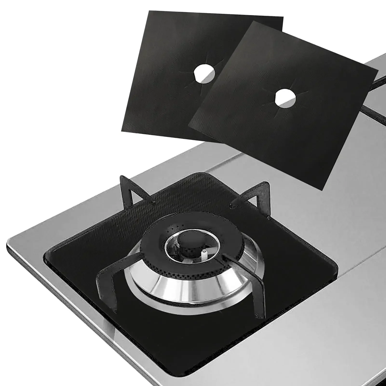 Gas Stove Accessories 4Pcs Gas Stove Oil Pad Non-stick Heat Resistant Gas Stove Protector Double Reusable Cleaning Mat Oil Pad Integrated Kit