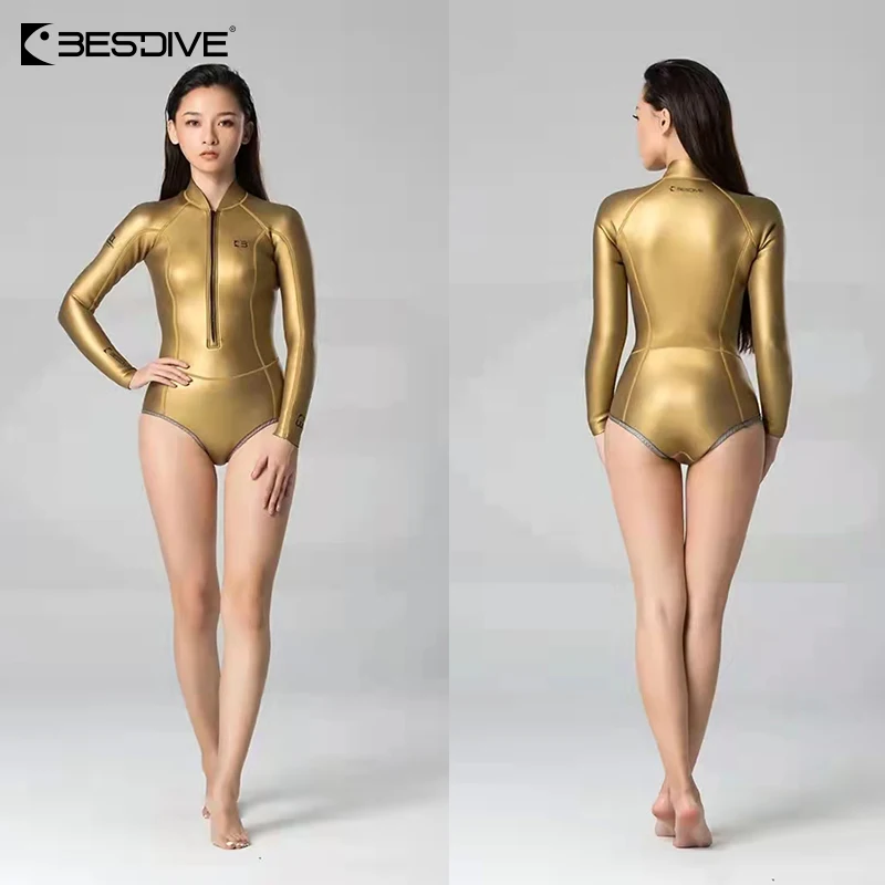 新品！BESTDIVEダイビング用ウェットスーツ 3mm女性用S Bestdive-女性用3mmフロントジッパー付きボディスーツ,ウェット