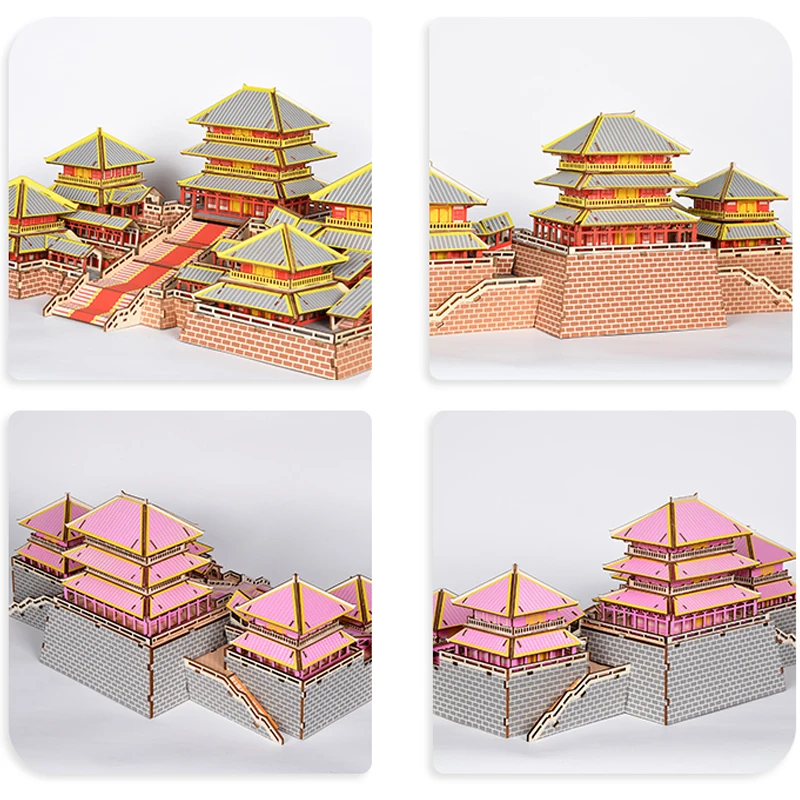 EPang Palace 3D Wooden Puzzle Jigsaw Chinese History Building House Model DIY Kids Educational Toys For Children Adult Gift 5