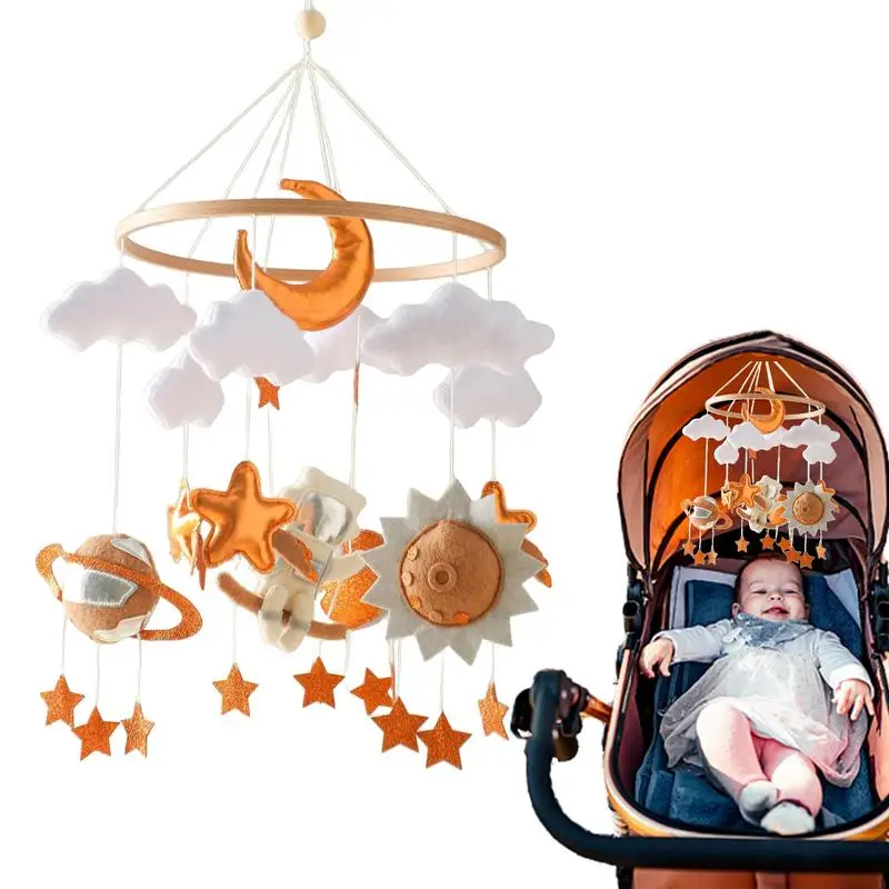 

Felt Crib Mobile Rattle Baby Bed Rotating Wind Chime Photography Prop Bedroom Nursery Decor Birthday Gift for Boys Girls