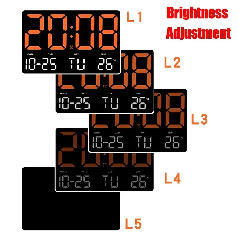 Large Screen LED Digital Clock Date Time Temperature Display Hanging Wall Clock Tabletop Bedside Electronic Alarm Clock