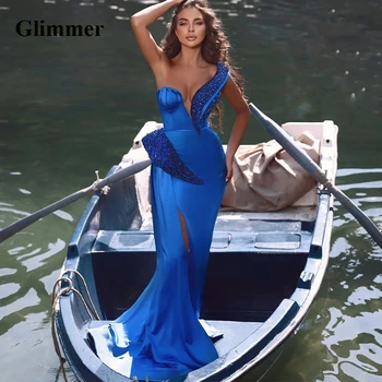 White Mermaid Wedding Dresses Strapless Sequines Side Slit Bridal Dress Formal Evening Wedding Prom Gowns Customized