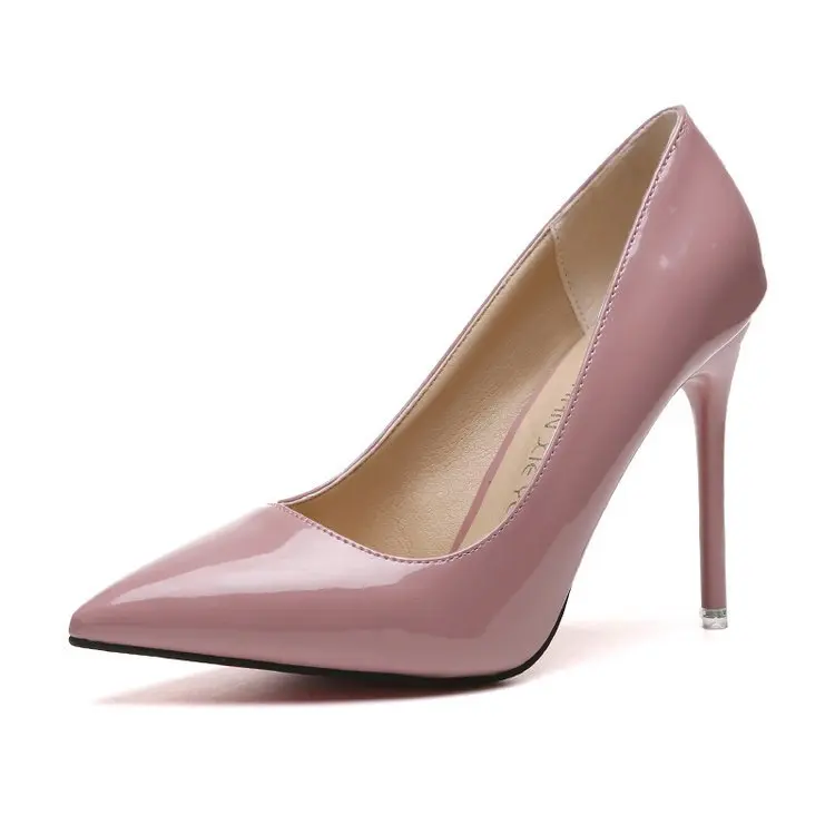 HOT Plus Size 34 44 HOT Women Shoes Pointed Toe Pumps Patent Leather Dress High Heels