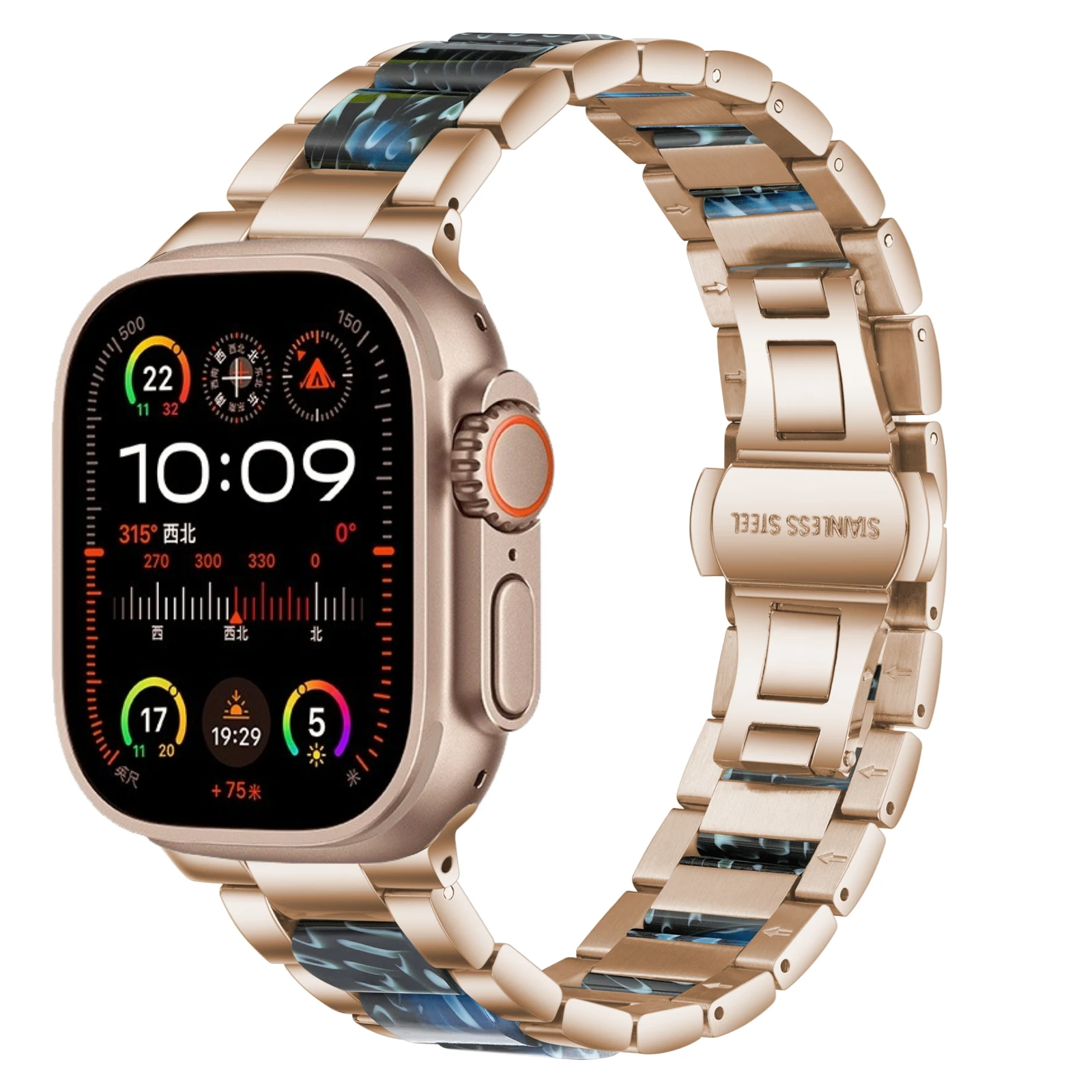 Metal Resin Strap for Apple Watch Ultra2 49mm 9 8 7 45mm 41mm Stainless Steel Wristband IWatch 6 5 4 3 SE 44mm 42mm 40mm Correa