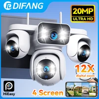 DIFANG 20MP  WiFi Camera 4 Screen 12X Zoom Auto Track Home Security Cams Outdoor 10K Four Lens Wireless Surveillance Cam 1