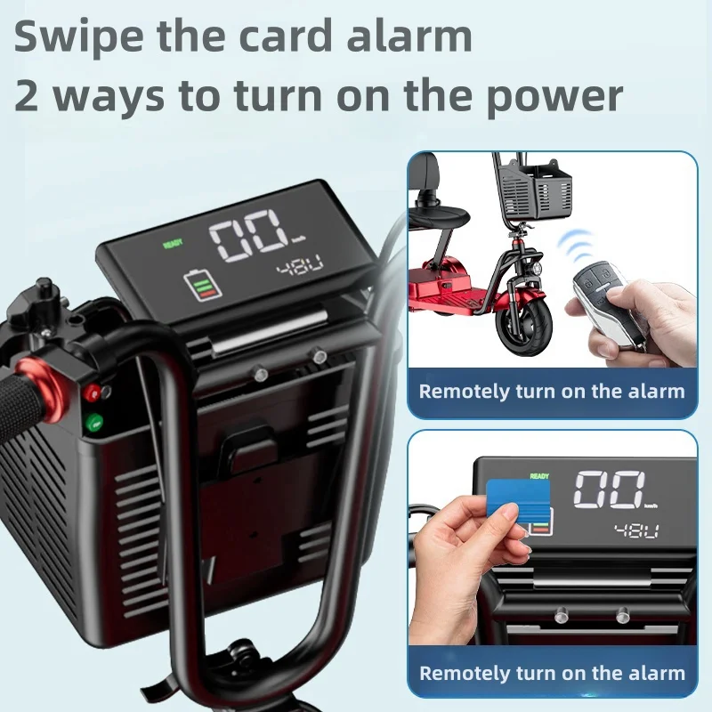 Elderly scooter electric tricycle 2000w motor 48v30ah foldable battery car detachable battery adult small electric car household