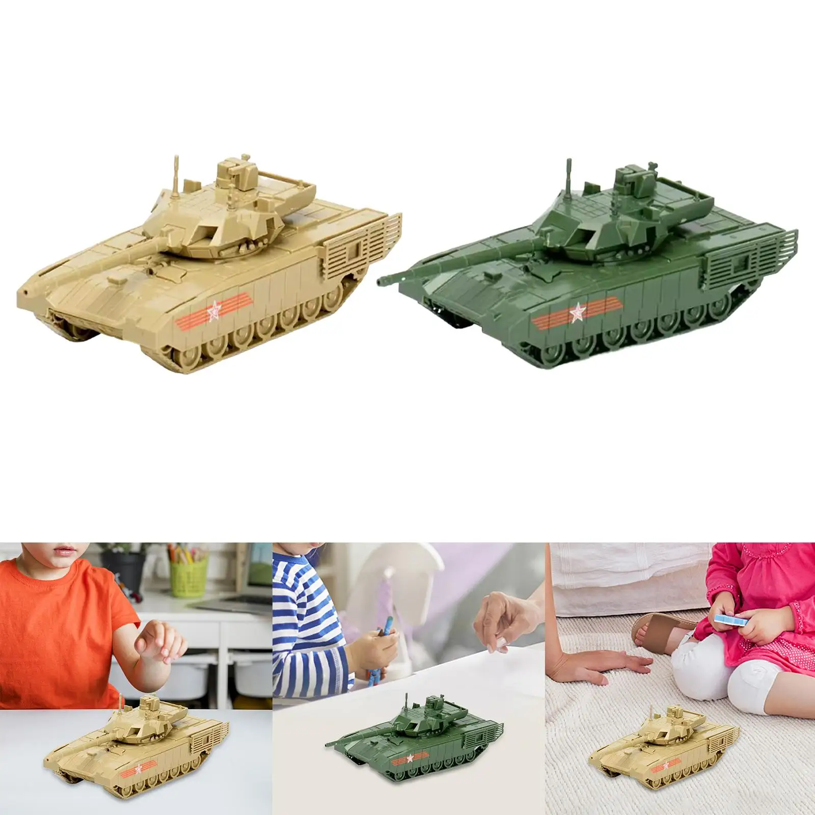 1/72 Tank Assembly Model Tabletop Decor Ornament Educational Toy Vehicle Tank Model Toy for Kids Boys Girls Adults Birthday Gift