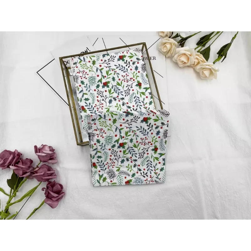 Colourful Printing Napkin Leaf Folding Mouth Cloth Paper Western Restaurant Wedding Decoration Table Wood Pulp Facial Tissue 20p