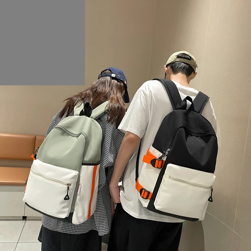 New Unisex Panelled Backpack Student Oxford Boy Simple School Bags for Teenage Girls Cute Young Girl Preppy Style Women