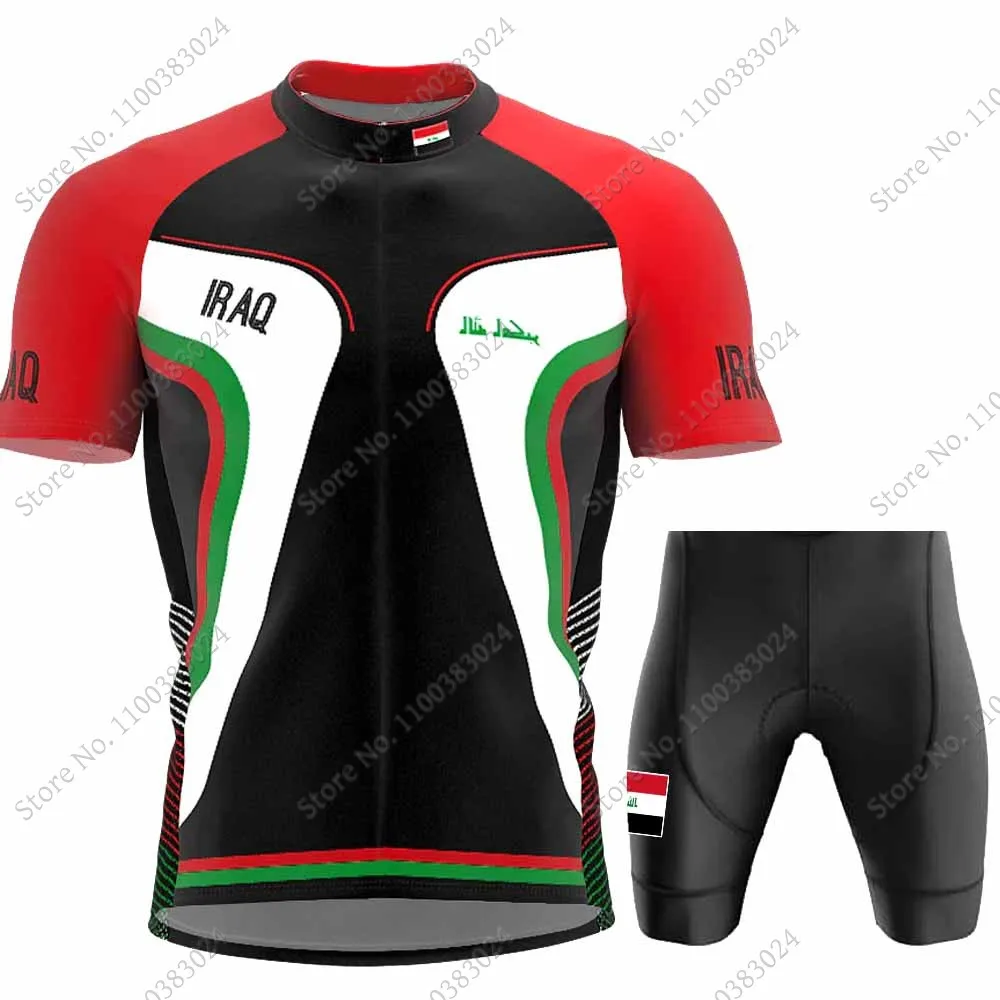 Iraq National Cycling Jersey Set Mens Short Sleeve Cycling Clothing Road Bike Shirts Suit Bicycle Bib Shorts MTB Wear Ropa
